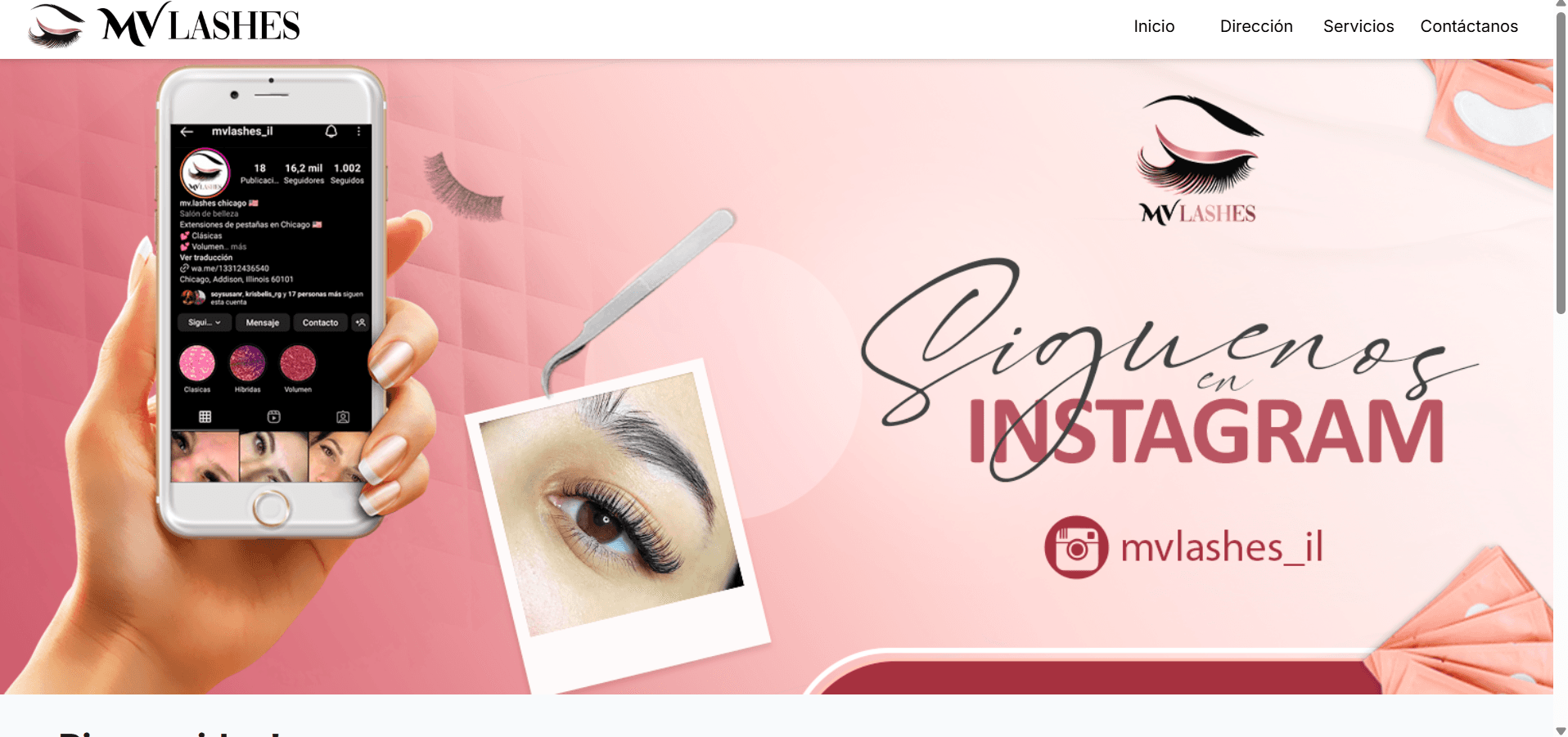 MV Eyelashes — negocio de belleza