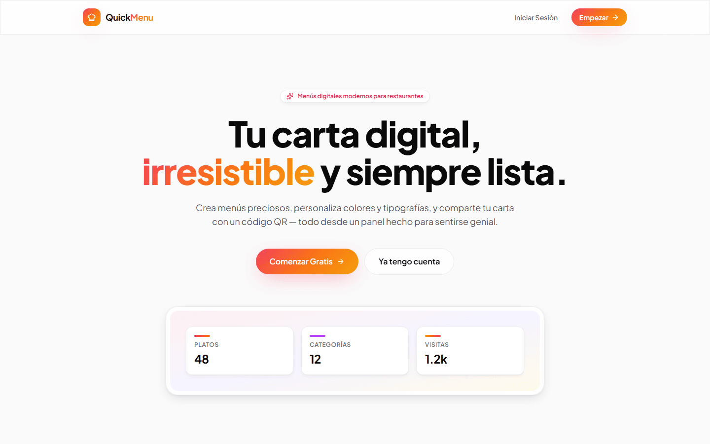 QuickMenu — menús digitales para restaurantes